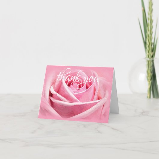 水彩バラフラワーサンキューハンドスクリプト文字 サンキューカード (正面)