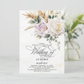 水彩バラフラワーシエレガントック結婚ズ 招待状 (スタンド正面)