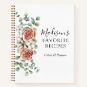 水彩バラフラワーユーカリレシピ本 ノートブック (正面)