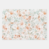 水彩バラフラワーユーカリ離れフローラ ラッピングペーパーシート (正面3)