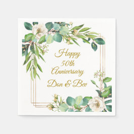 水彩バラフレーム紙ナプキンス スタンダードカクテルナプキン