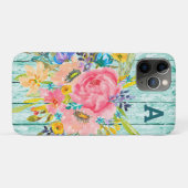 水彩バラフローラスプレー付イニシャル Case-Mate iPhoneケース (裏面(横))