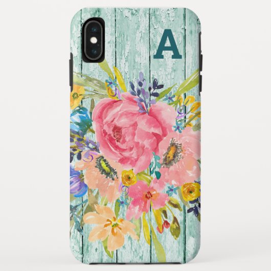 水彩バラフローラスプレー付イニシャル Case-Mate iPhoneケース (裏面)