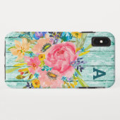 水彩バラフローラスプレー付イニシャル Case-Mate iPhoneケース (裏面(横))