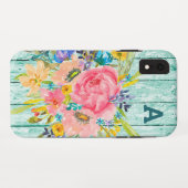 水彩バラフローラスプレー付イニシャル Case-Mate iPhoneケース (裏面(横))