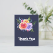 水彩バラフローラブーケパーティーありがとう ポストカード (スタンド正面)