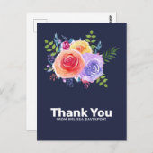 水彩バラフローラブーケパーティーありがとう ポストカード (正面/裏面)