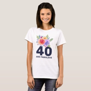 水彩バラフローラブーケファブラス40 Tシャツ