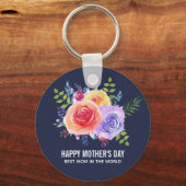 水彩バラフローラブーケマザーズデイ キーホルダー (正面)