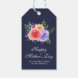 水彩バラフローラブーケマザーズデイ ギフトタグ