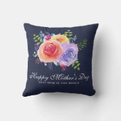 水彩バラフローラブーケマザーズデイ クッション (裏面)