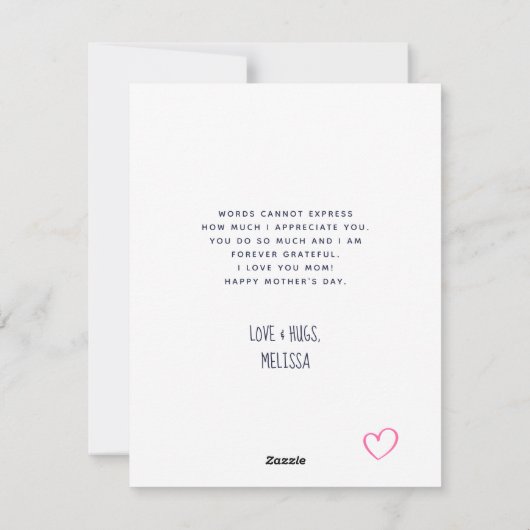 水彩バラフローラブーケマザーズデイ シーズンカード (裏面)