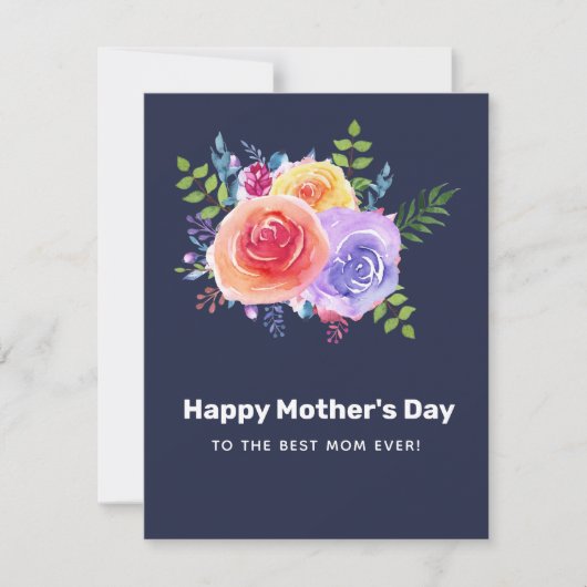 水彩バラフローラブーケマザーズデイ シーズンカード (正面)
