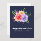 水彩バラフローラブーケマザーズデイ シーズンカード (正面/裏面)