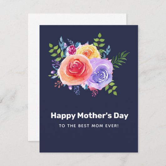 水彩バラフローラブーケマザーズデイ シーズンカード (正面/裏面)