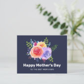 水彩バラフローラブーケマザーズデイ ポストカード (スタンド正面)