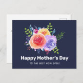 水彩バラフローラブーケマザーズデイ ポストカード (正面/裏面)