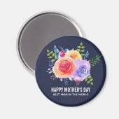 水彩バラフローラブーケマザーズデイ マグネット (正面/裏面)