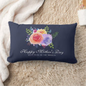 水彩バラフローラブーケマザーズデイ ランバークッション (ブランケット)