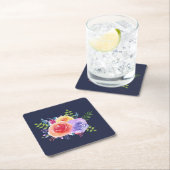 水彩バラフローラブーケ スクエアペーパーコースター (インサイチュ)