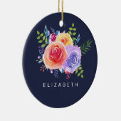 水彩バラフローラブーケ セラミックオーナメント (右)