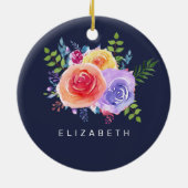 水彩バラフローラブーケ セラミックオーナメント (裏面)