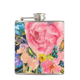 水彩バラフローラブーケ フラスク