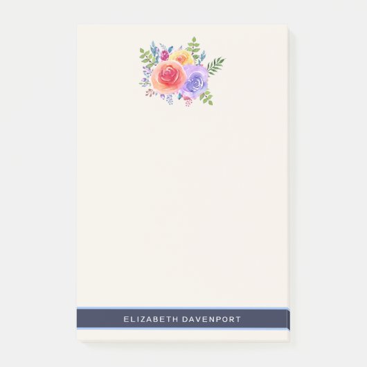 水彩バラフローラブーケ ポストイット (正面)