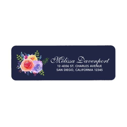 水彩バラフローラブーケ ラベル (正面)