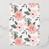 水彩バラフローラリースバプテスマ1st誕生日 箔招待状 (裏面)