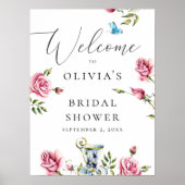 水彩バラフローラ歓迎ブライダルシャワー ポスター (正面)