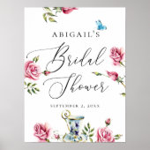 水彩バラフローラ歓迎ブライダルシャワー ポスター (正面)