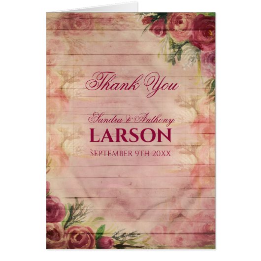 水彩バラフローラ結婚ズサンキュー (正面)