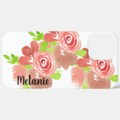 水彩バラフローラ赤面ピンクモノグラムの Case-Mate iPhoneケース (裏面 / 右)