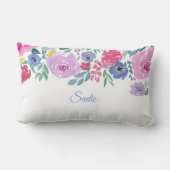 水彩バラフローラ配置のパーソナライズ ランバークッション (裏面)