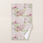 水彩バラフローラ パターン（の模様が）ある バスタオルセット (ハンドタオル)