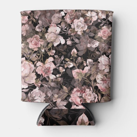 水彩バラブドブーケパターン 缶クーラー (正面)