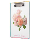 水彩バラブルーグリーンピンクイエローテンプレート クリップボード (左)