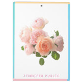 水彩バラブルーグリーンピンクイエローテンプレート クリップボード (裏面)