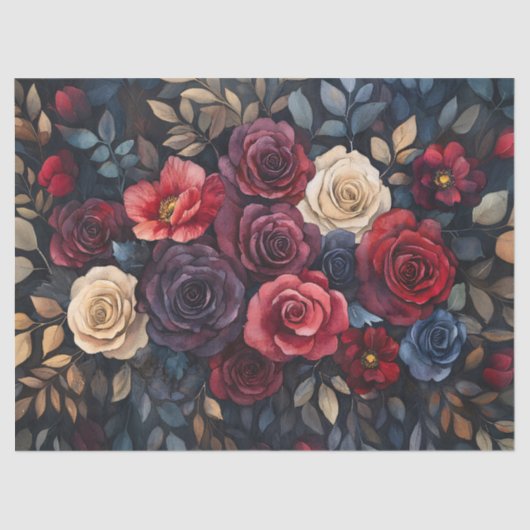 水彩バラブーケ離れのデカカラフルップ 薄葉紙 (正面)