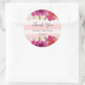 水彩バラベビーシャワーステッカー ラウンドシール (バッグ)