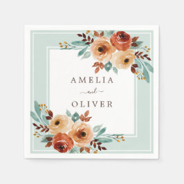 水彩バラミントグリーン結婚ズ スタンダードカクテルナプキン
