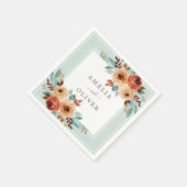水彩バラミントグリーン結婚ズ スタンダードカクテルナプキン (角)