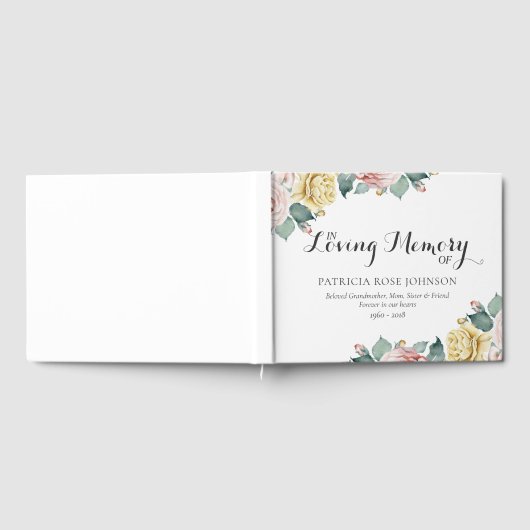 水彩バラメモリアル葬儀記念 ゲストブック (全面)