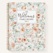 水彩バラユーカリフローラファミリーレシピ ノートブック (正面)