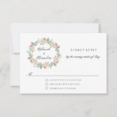 水彩バラリースサマー結婚ズ 出欠カード (正面)