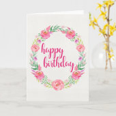 水彩バラリースハッピーバースデーカード カード (黄色い花)