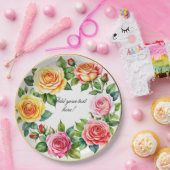 水彩バラリース エレガント ペーパープレート (パーティー)