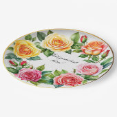 水彩バラリース エレガント ペーパープレート (アングル)