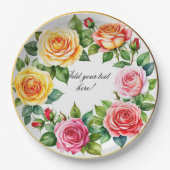 水彩バラリース エレガント ペーパープレート (正面)